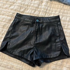 Black leather shorts